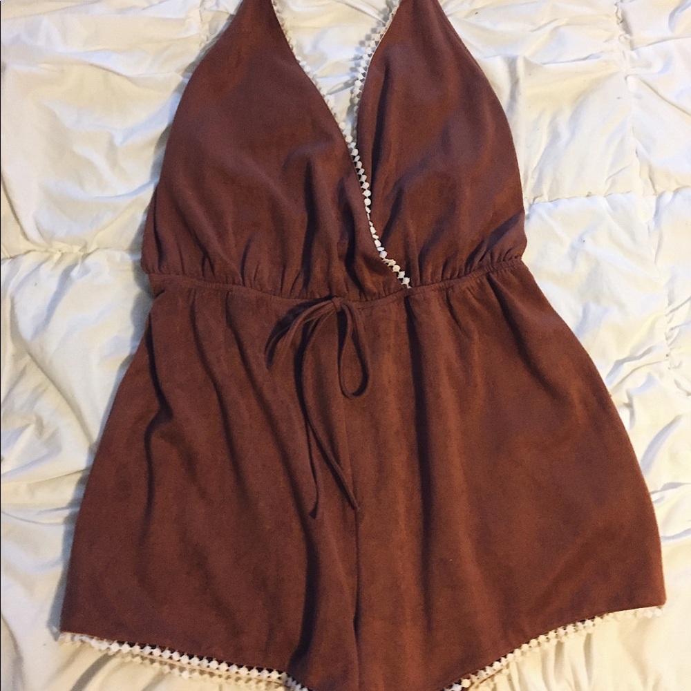 suede brown romper